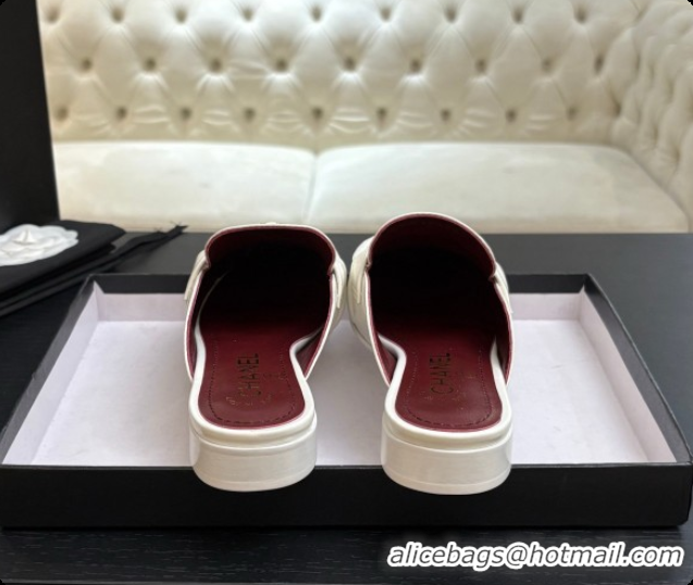 Hot Style Chanel Shiny Lambskin Mules CH072797 White 2026