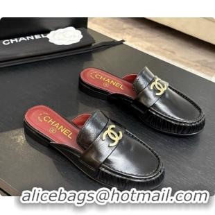 Good Quality Chanel Shiny Lambskin Mules CH072797 Black 2026