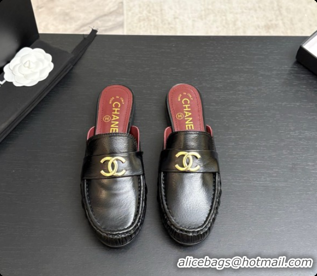 Good Quality Chanel Shiny Lambskin Mules CH072797 Black 2026