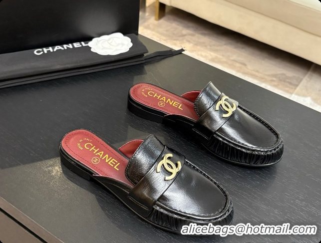 Good Quality Chanel Shiny Lambskin Mules CH072797 Black 2026