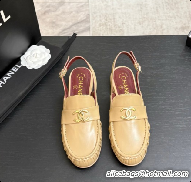 Top Design Chanel Shiny Lambskin Slingbacks G47397 Beige 2026