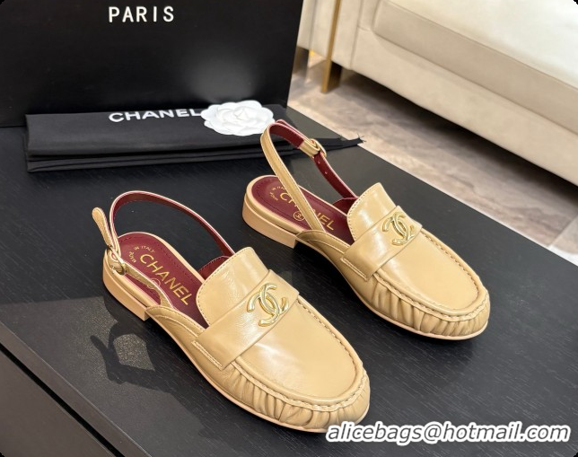 Top Design Chanel Shiny Lambskin Slingbacks G47397 Beige 2026