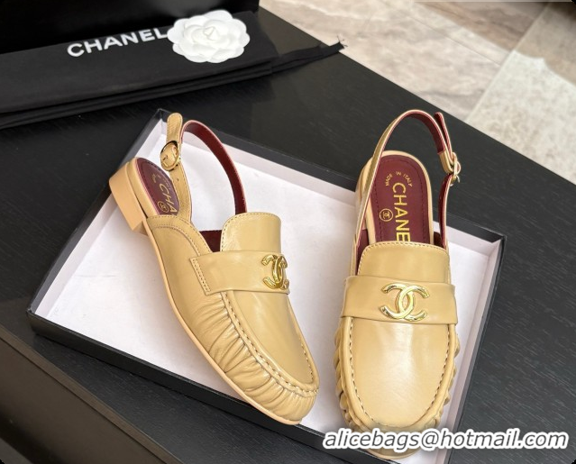Top Design Chanel Shiny Lambskin Slingbacks G47397 Beige 2026