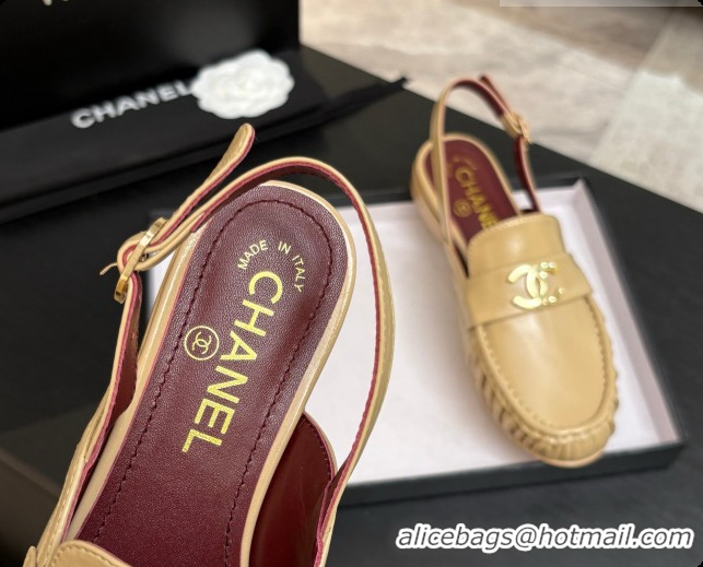 Top Design Chanel Shiny Lambskin Slingbacks G47397 Beige 2026