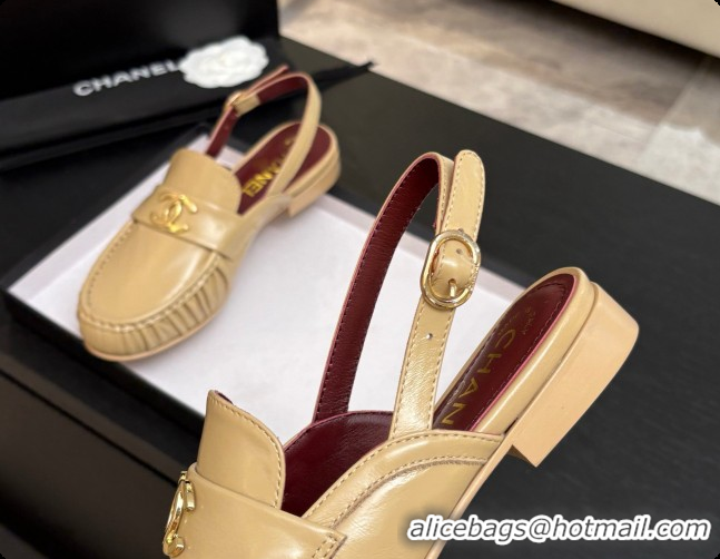 Top Design Chanel Shiny Lambskin Slingbacks G47397 Beige 2026