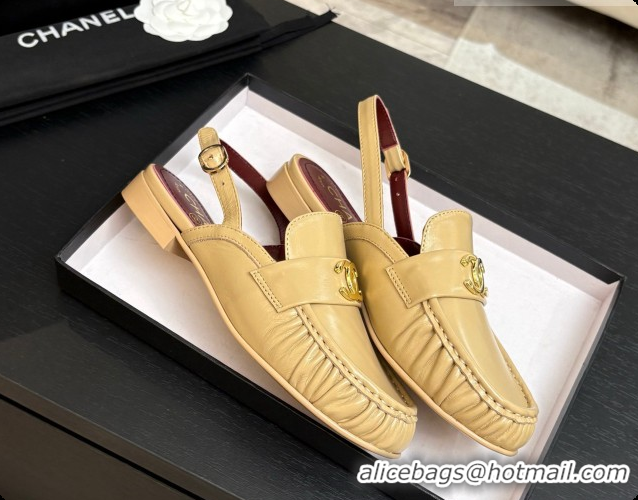 Top Design Chanel Shiny Lambskin Slingbacks G47397 Beige 2026