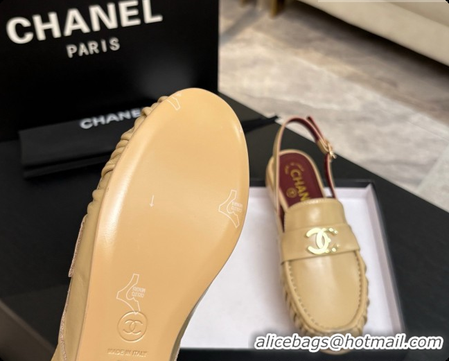 Top Design Chanel Shiny Lambskin Slingbacks G47397 Beige 2026