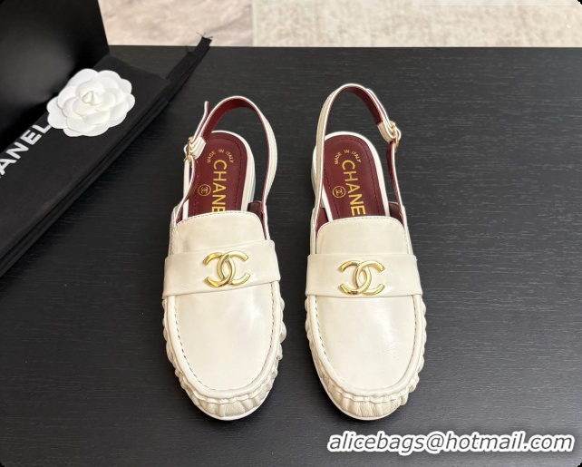 Unique Style Chanel Shiny Lambskin Slingbacks G47397 White 2026