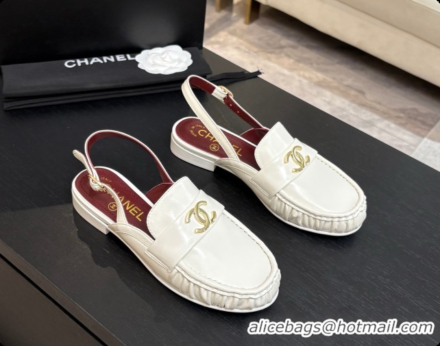 Unique Style Chanel Shiny Lambskin Slingbacks G47397 White 2026