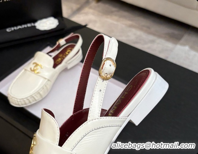 Unique Style Chanel Shiny Lambskin Slingbacks G47397 White 2026