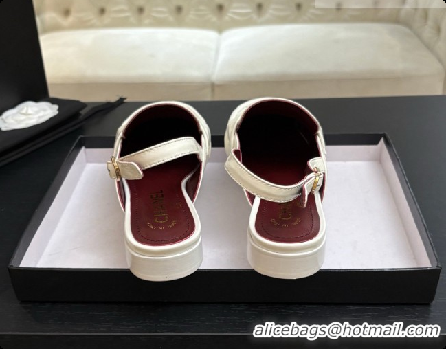 Unique Style Chanel Shiny Lambskin Slingbacks G47397 White 2026