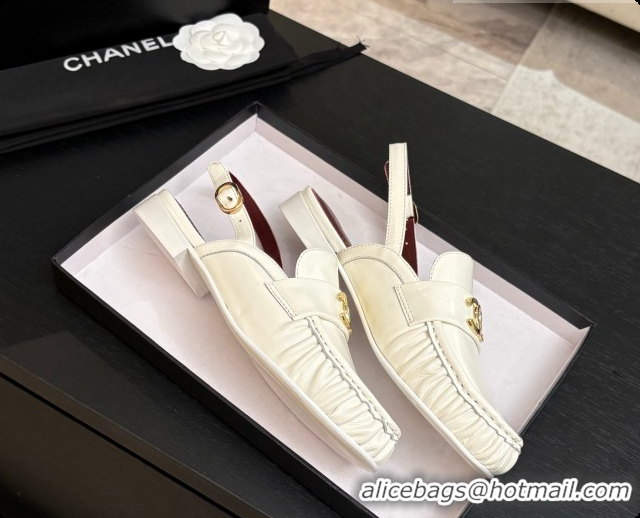 Unique Style Chanel Shiny Lambskin Slingbacks G47397 White 2026