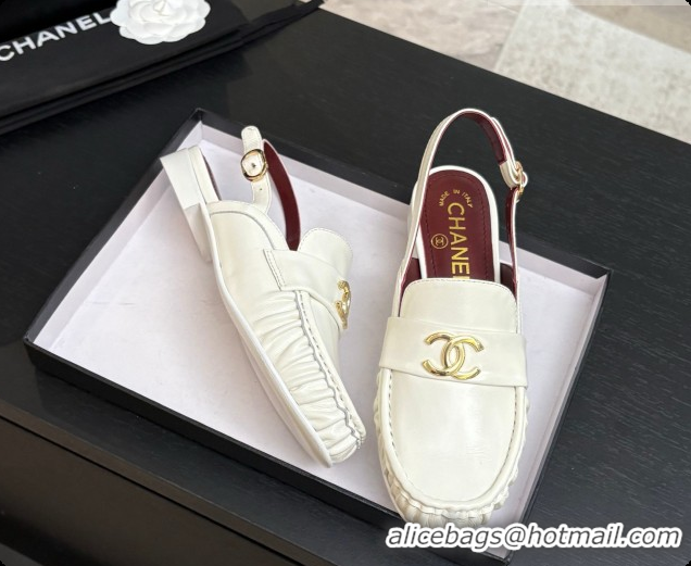 Unique Style Chanel Shiny Lambskin Slingbacks G47397 White 2026
