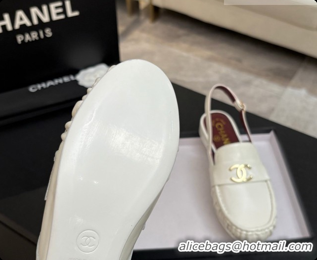 Unique Style Chanel Shiny Lambskin Slingbacks G47397 White 2026