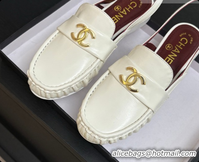 Unique Style Chanel Shiny Lambskin Slingbacks G47397 White 2026