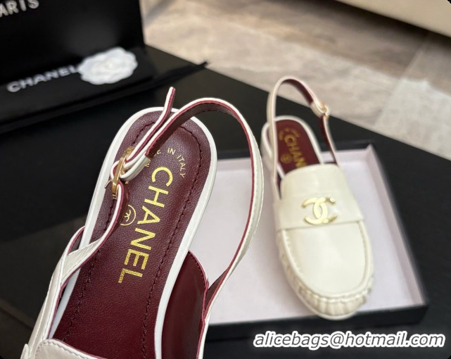 Unique Style Chanel Shiny Lambskin Slingbacks G47397 White 2026