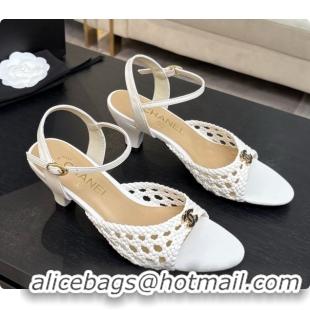 Good Quality Chanel Weave Leather Sandals CH0727103 White 2026