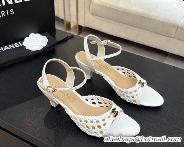 Good Quality Chanel Weave Leather Sandals CH0727103 White 2026