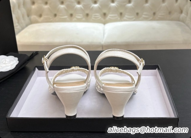 Good Quality Chanel Weave Leather Sandals CH0727103 White 2026