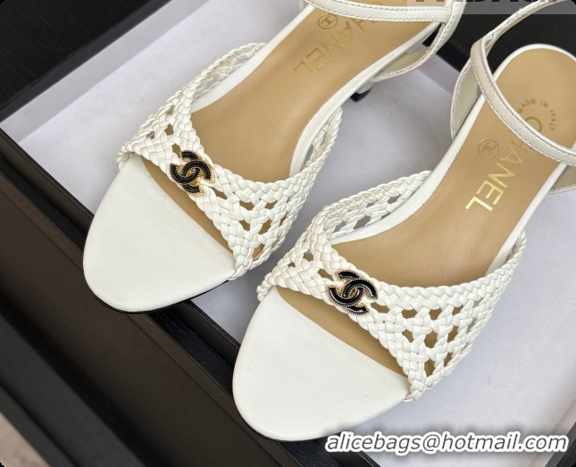 Good Quality Chanel Weave Leather Sandals CH0727103 White 2026