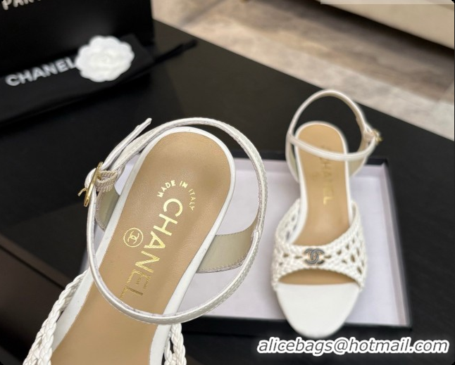 Good Quality Chanel Weave Leather Sandals CH0727103 White 2026