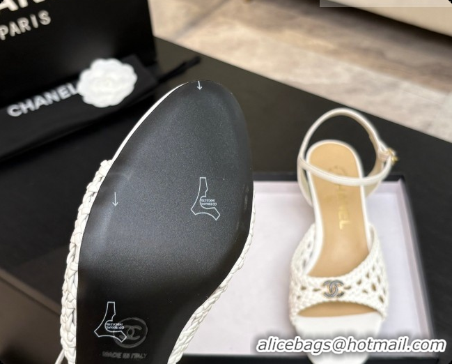 Good Quality Chanel Weave Leather Sandals CH0727103 White 2026
