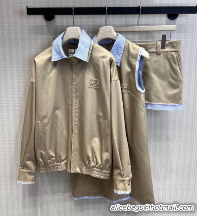 Buy Cheap Miu Miu Cotton Jacket MM032319 Khaki/Blue 2026