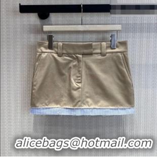 Inexpensive Miu Miu Cotton Mini Skirt MM032319 Khaki/Blue 2026