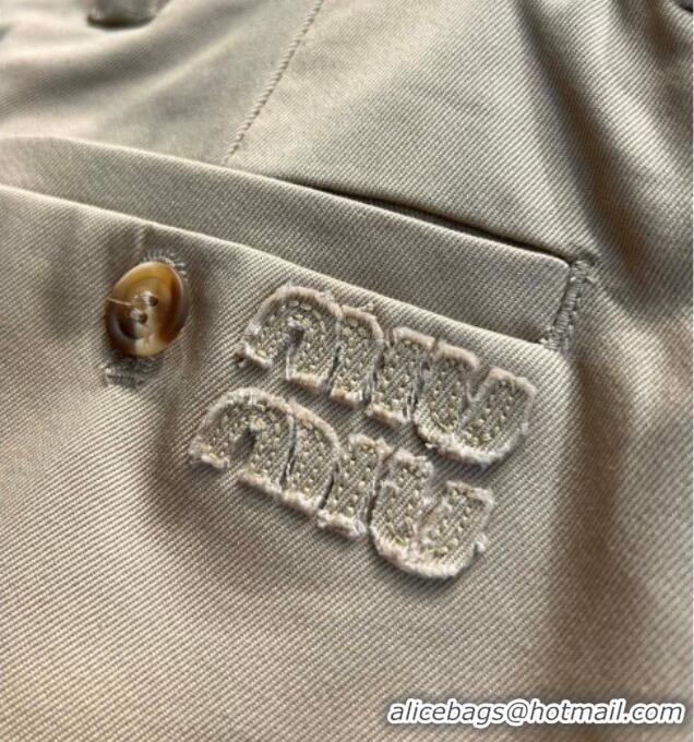 Inexpensive Miu Miu Cotton Mini Skirt MM032319 Khaki/Blue 2026