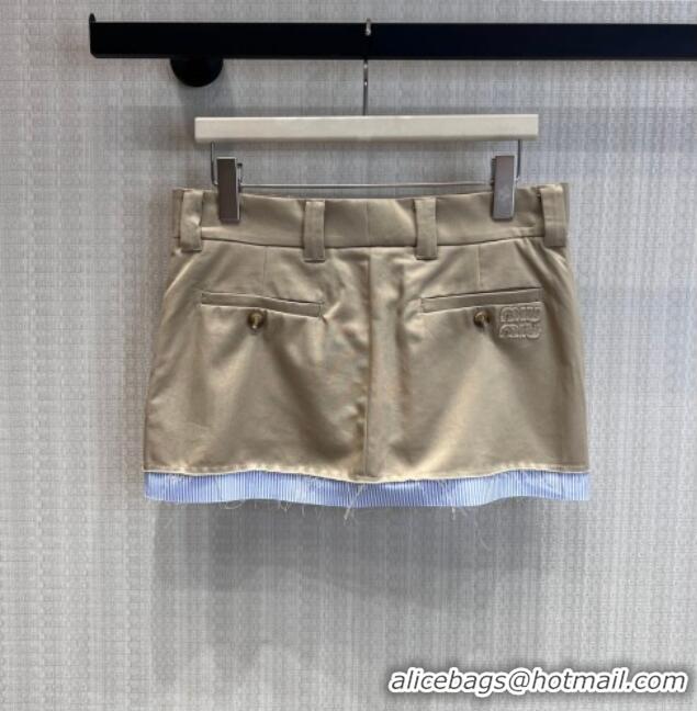 Inexpensive Miu Miu Cotton Mini Skirt MM032319 Khaki/Blue 2026