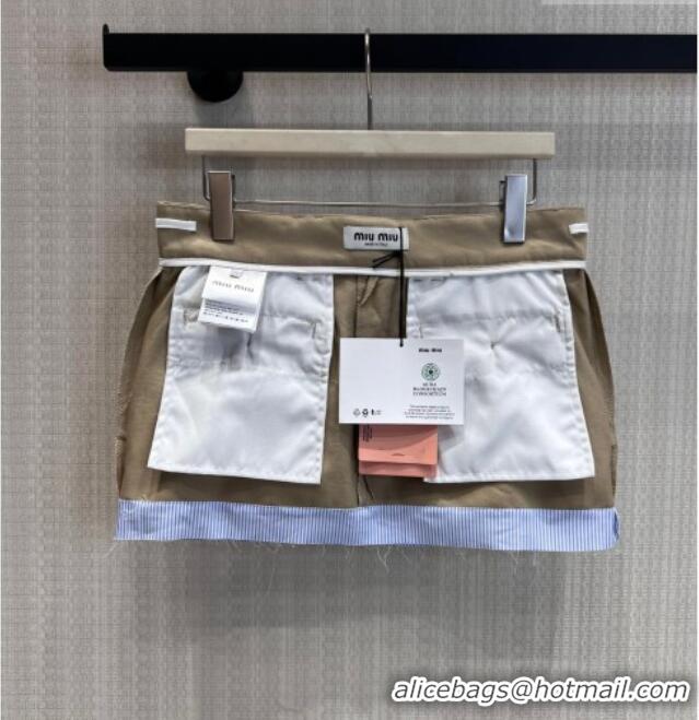 Inexpensive Miu Miu Cotton Mini Skirt MM032319 Khaki/Blue 2026