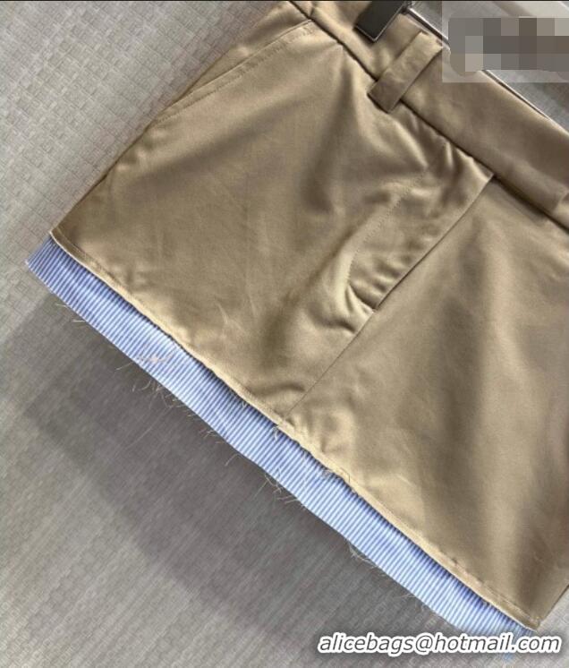 Inexpensive Miu Miu Cotton Mini Skirt MM032319 Khaki/Blue 2026
