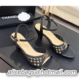 Luxury Chanel Weave Leather Sandals CH0727103 Black 2026