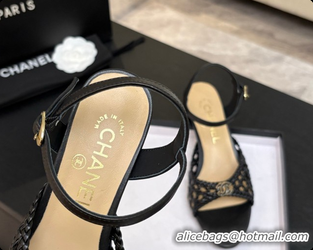 Luxury Chanel Weave Leather Sandals CH0727103 Black 2026