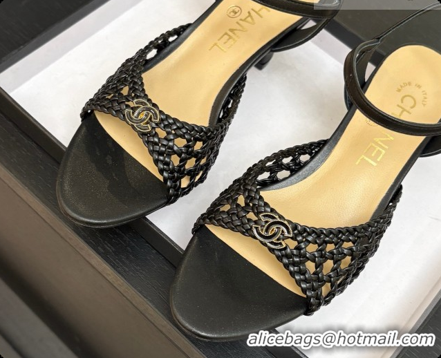 Luxury Chanel Weave Leather Sandals CH0727103 Black 2026