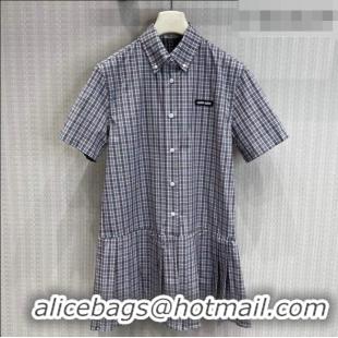 Inexpensive Miu Miu Cotton Plaid Dress MM032543 Brown/Blue 2026