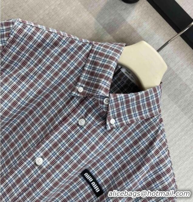 Inexpensive Miu Miu Cotton Plaid Dress MM032543 Brown/Blue 2026