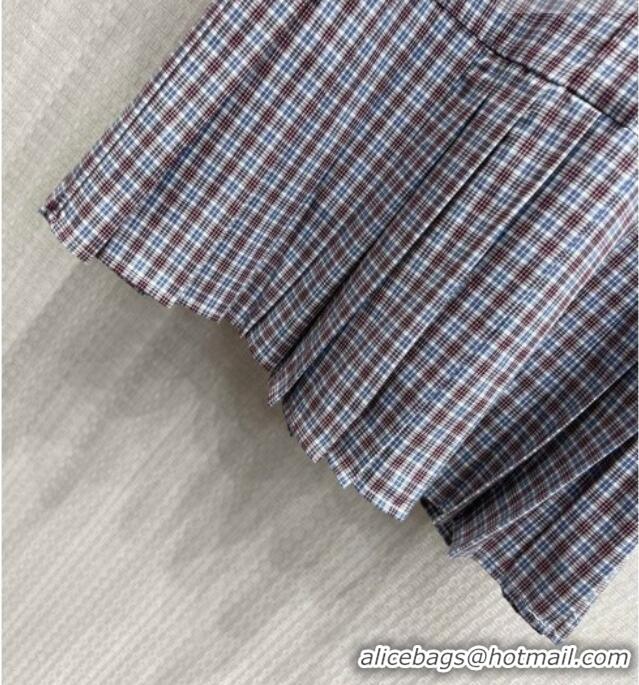Inexpensive Miu Miu Cotton Plaid Dress MM032543 Brown/Blue 2026