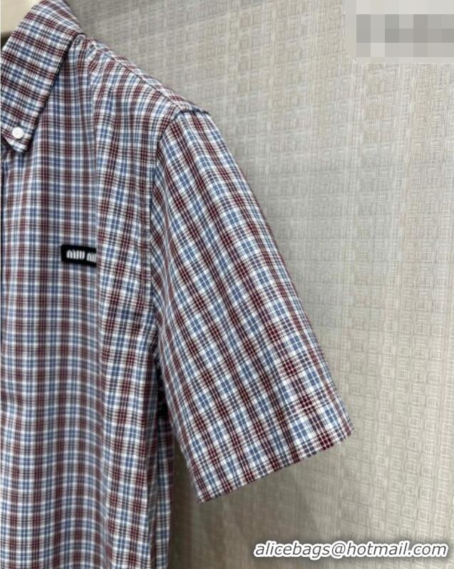 Inexpensive Miu Miu Cotton Plaid Dress MM032543 Brown/Blue 2026