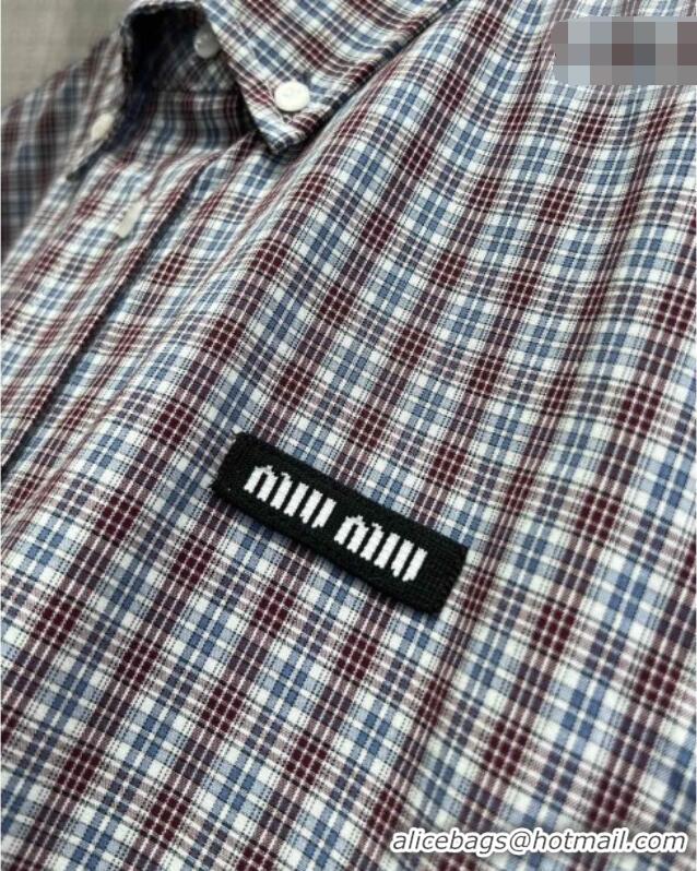 Inexpensive Miu Miu Cotton Plaid Dress MM032543 Brown/Blue 2026