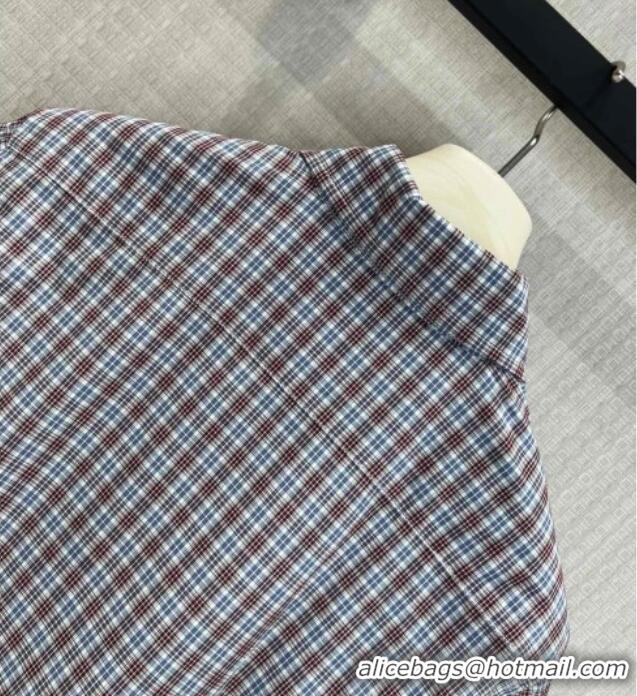 Inexpensive Miu Miu Cotton Plaid Dress MM032543 Brown/Blue 2026