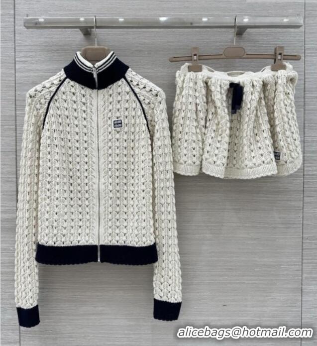 Famous Brand Miu Miu Knit Jacket M041101 Beige 2026