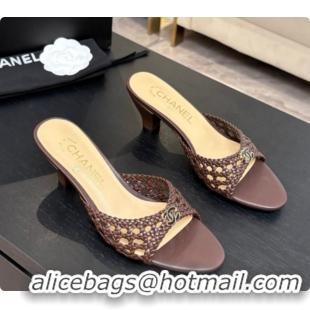 Pretty Style Chanel Weave Leather Mules CH0727108 Brown 2026