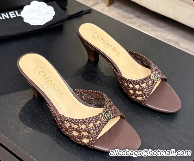 Pretty Style Chanel Weave Leather Mules CH0727108 Brown 2026