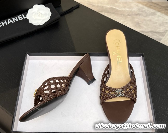 Pretty Style Chanel Weave Leather Mules CH0727108 Brown 2026