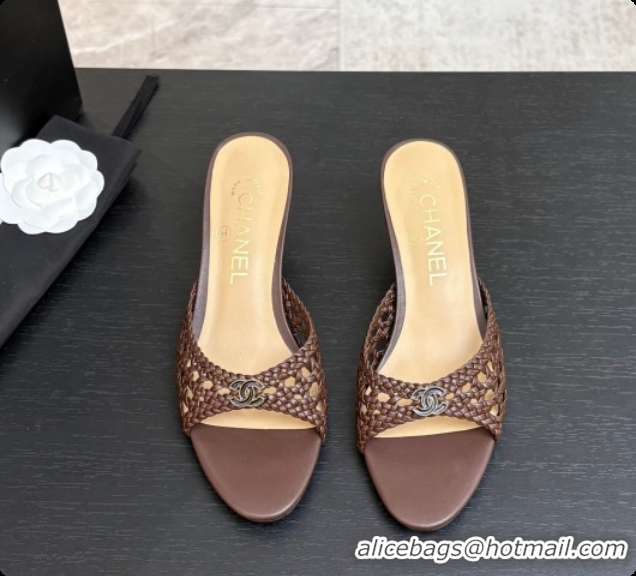 Pretty Style Chanel Weave Leather Mules CH0727108 Brown 2026
