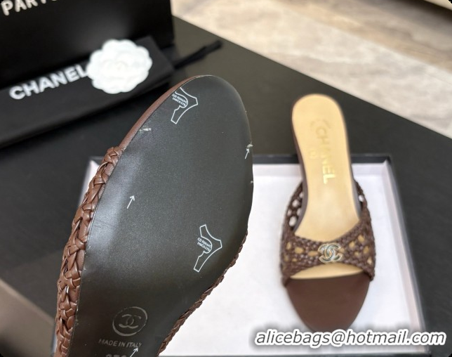 Pretty Style Chanel Weave Leather Mules CH0727108 Brown 2026
