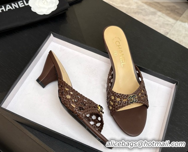 Pretty Style Chanel Weave Leather Mules CH0727108 Brown 2026