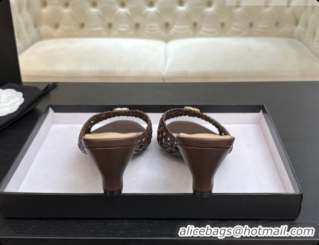 Pretty Style Chanel Weave Leather Mules CH0727108 Brown 2026