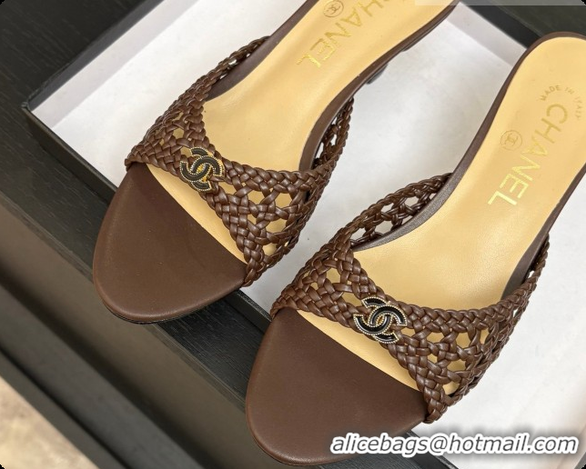 Pretty Style Chanel Weave Leather Mules CH0727108 Brown 2026